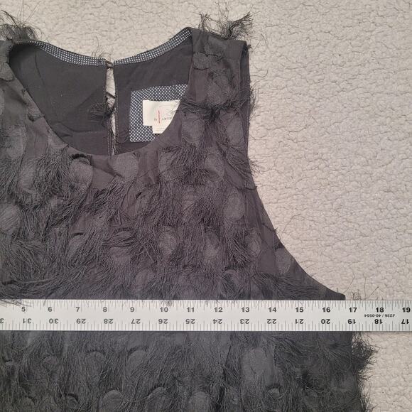 Anthropologie Dress 12 Black Roxie Fringe Textured Sleeveless Party Flapper - Picture 9 of 11